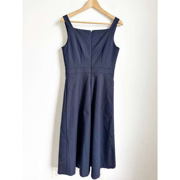 Ann Taylor Square Neck Midi Dress in Stretch Cotton in Navy 2P - Picture 5 of 6